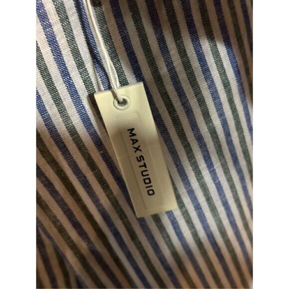 Women’s NWT Max Studio Striped Linen Blend Wide Leg Pants Size Large - Picture 6 of 7